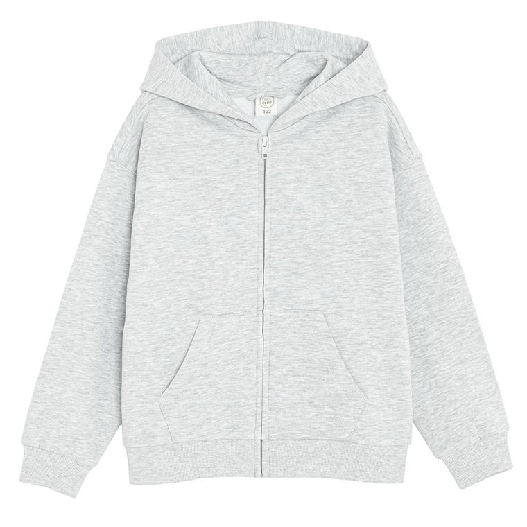 Cool Club, Bluza dziewczęca z kapturem, rozpinana, ocieplana, szara melanż