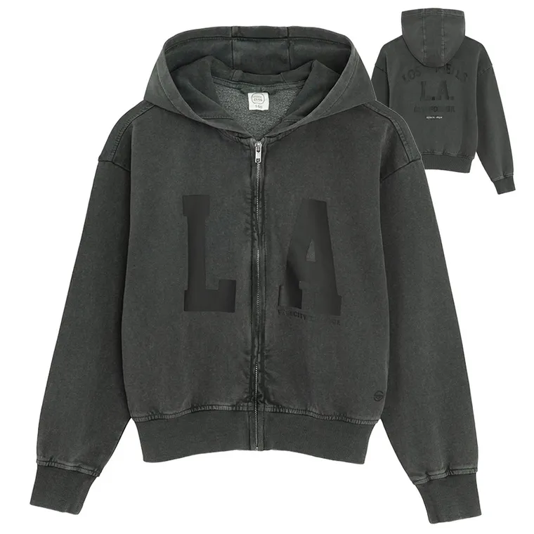 Cool Club, Bluza dziewczęca z kapturem, rozpinana, szara