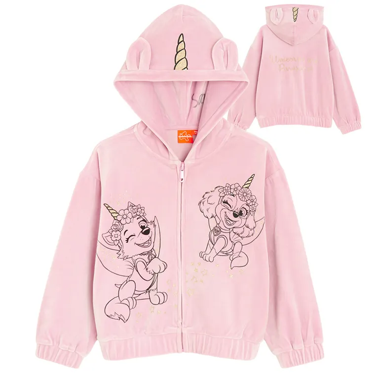 Cool Club, Bluza dziewczęca z kapturem, rozpinana, welurowa, różowa, Psi Patrol