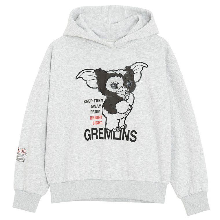 Cool Club, Bluza dziewczęca z kapturem, szara melanż, Gremlins