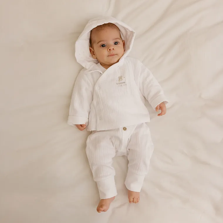 Cool Club, Bluza niemowlęca z kapturem, bawełna organiczna, biała