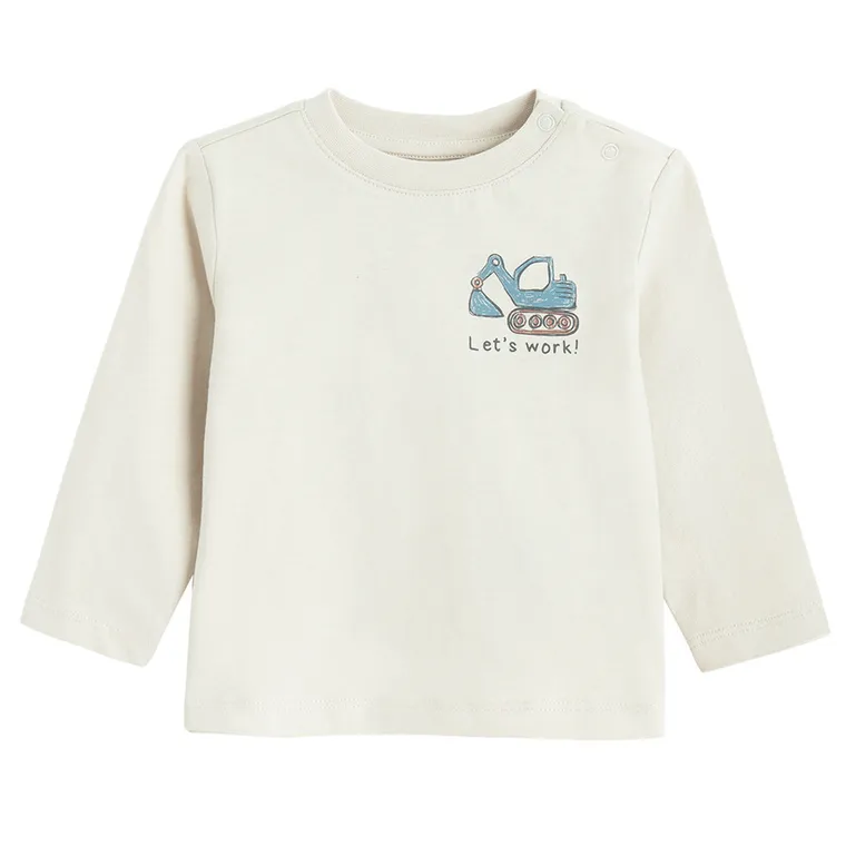 Cool Club, Bluzka chłopięca z długim rękawem, beżowa