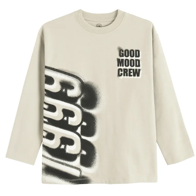 Cool Club, Bluzka chłopięca z długim rękawem, beżowa