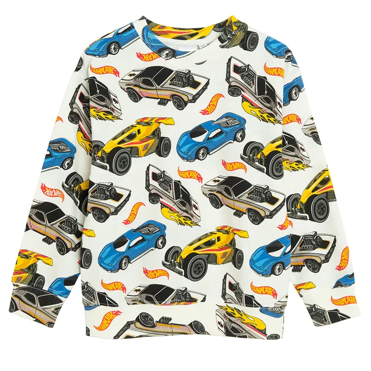 Cool Club, Bluzka chłopięca z długim rękawem, biała, Hot Wheels