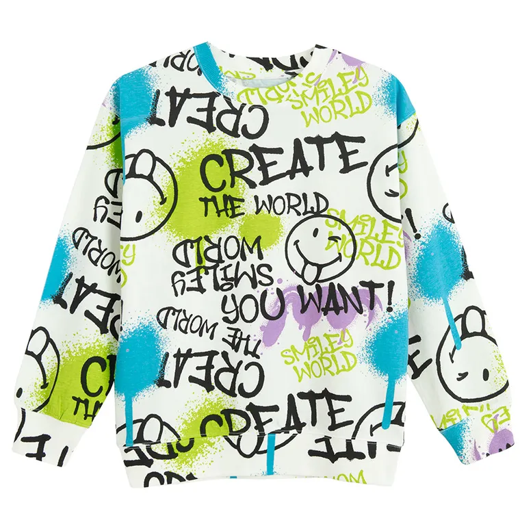 Cool Club, Bluzka chłopięca z długim rękawem, biała, SmileyWorld