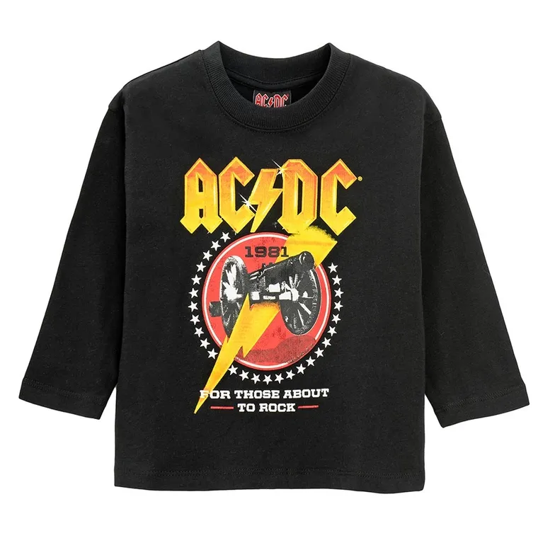 Cool Club, Bluzka chłopięca z długim rękawem, czarna, AC/DC