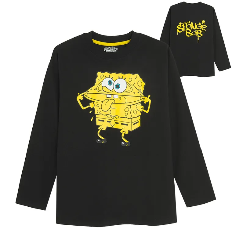 Cool Club, Bluzka chłopięca z długim rękawem, czarna, SpongeBob