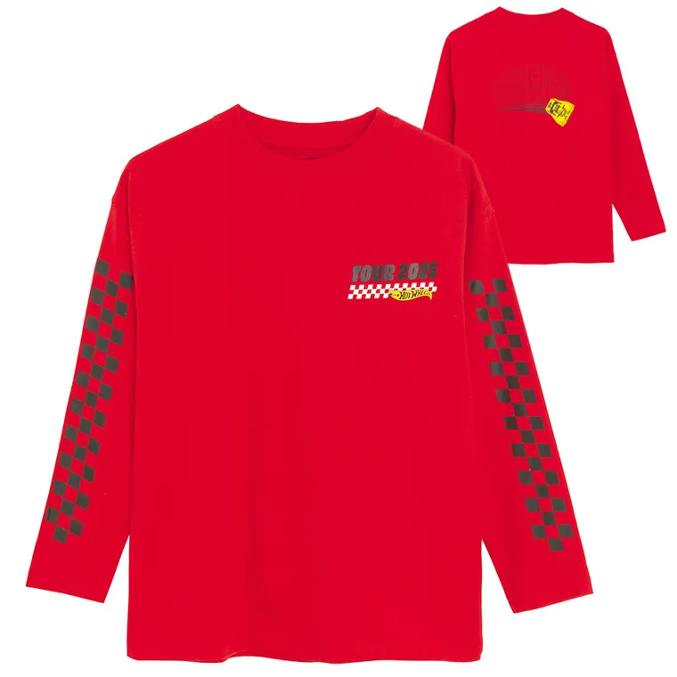 Cool Club, Bluzka chłopięca z długim rękawem, czerwona, Hot Wheels