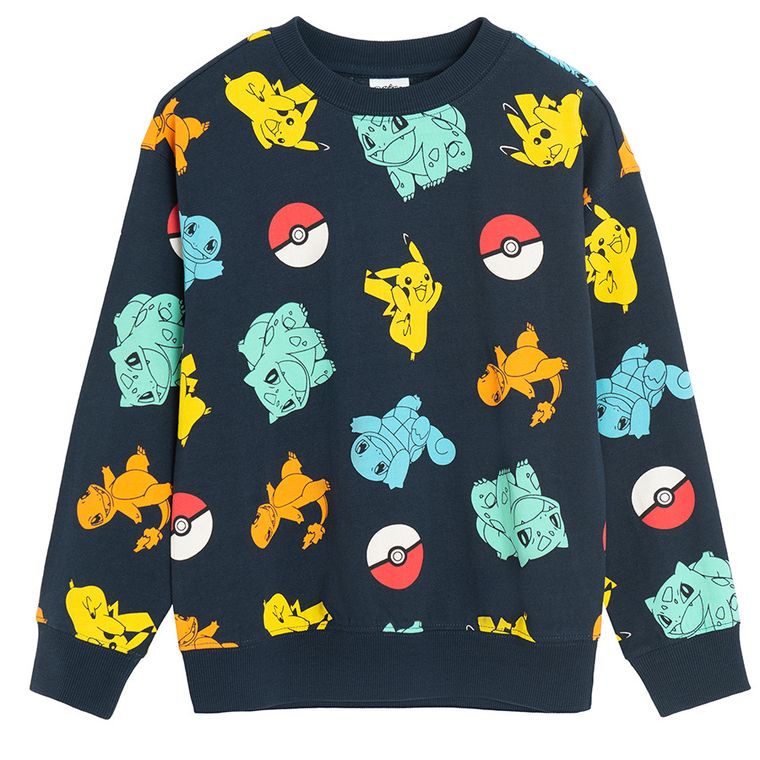 Cool Club, Bluzka chłopięca z długim rękawem, granatowa, Pokemon