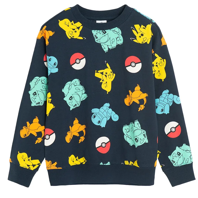 Cool Club, Bluzka chłopięca z długim rękawem, granatowa, Pokemon
