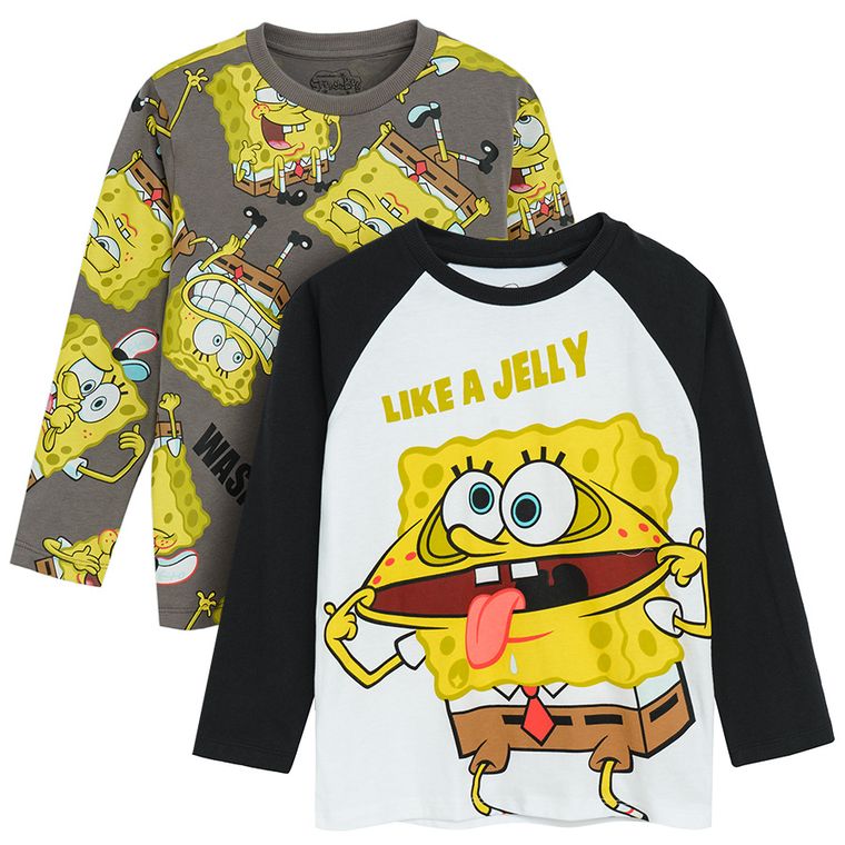 Cool Club, Bluzka chłopięca z długim rękawem, mix, SpongeBob, zestaw, 2 szt.
