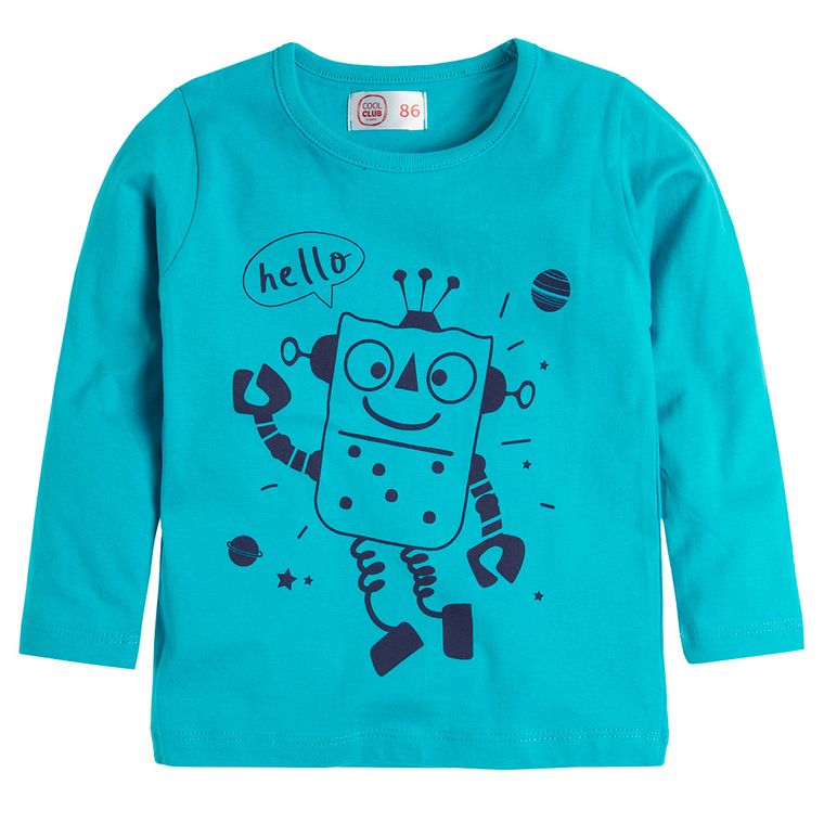 Cool Club, Bluzka chłopięca z długim rękawem, niebieska, robot