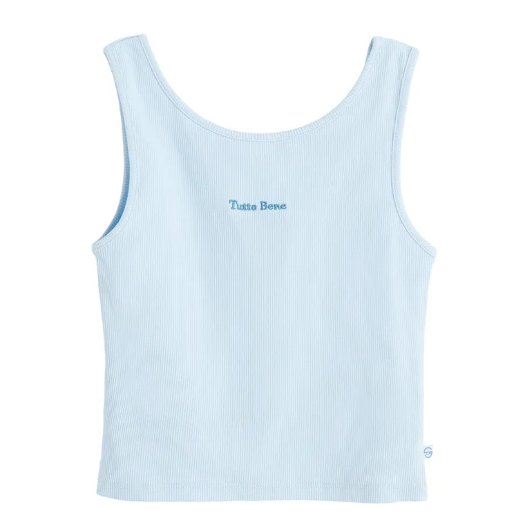 Cool Club, Bluzka dziewczęca bez rękawów, prążkowana, niebieska