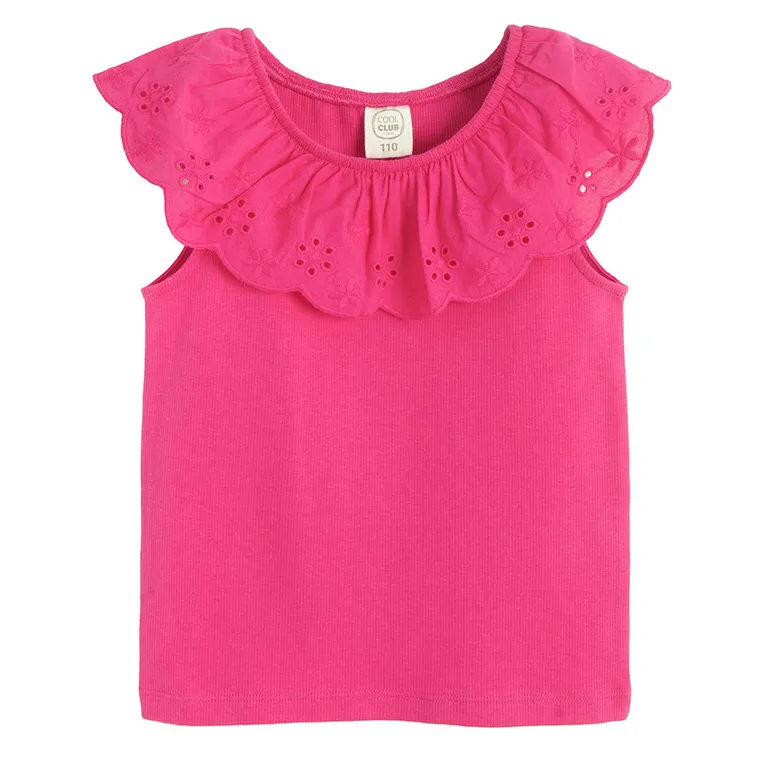 Cool Club, Bluzka dziewczęca bez rękawów, prążkowana, różowa