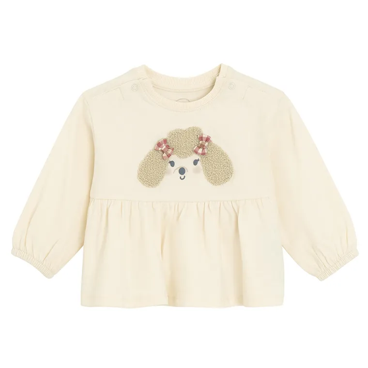 Cool Club, Bluzka dziewczęca z długim rękawem, beżowa