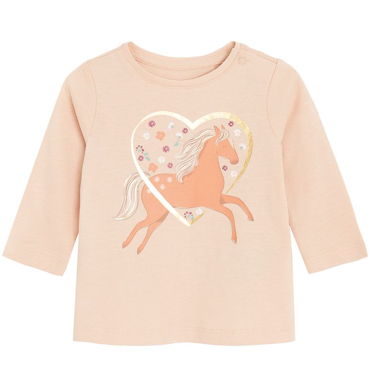 Cool Club, Bluzka dziewczęca z długim rękawem, beżowa