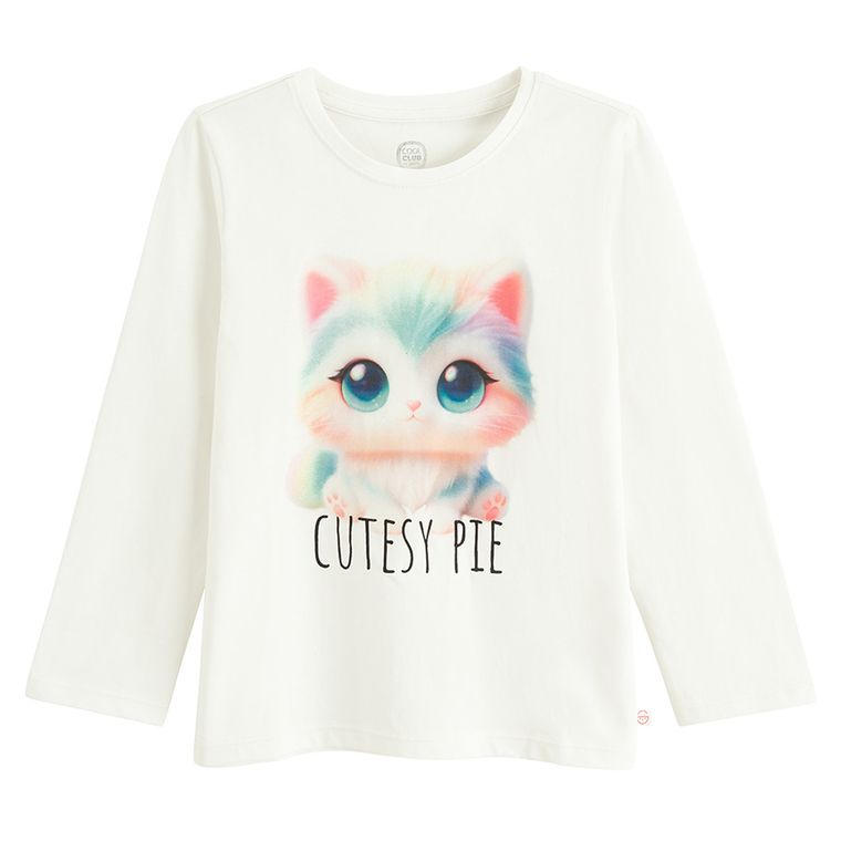 Cool Club, Bluzka dziewczęca z długim rękawem, biała