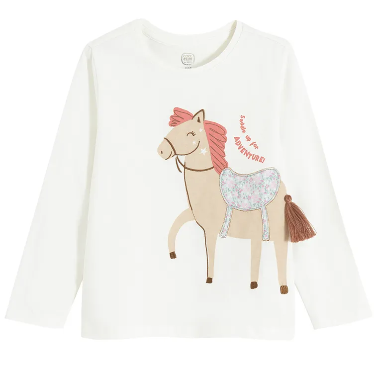 Cool Club, Bluzka dziewczęca z długim rękawem, biała