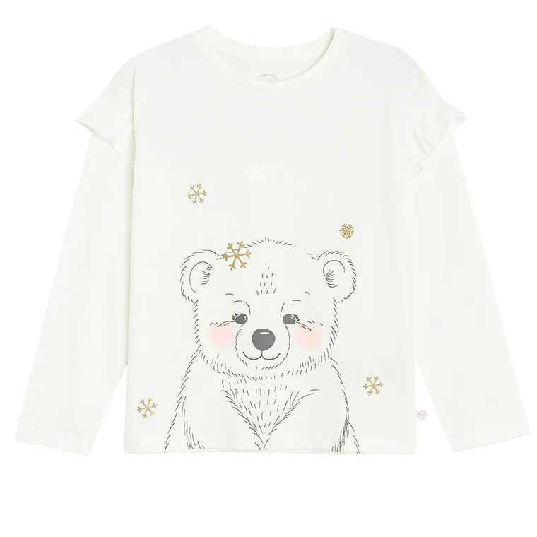 Cool Club, Bluzka dziewczęca z długim rękawem, biała
