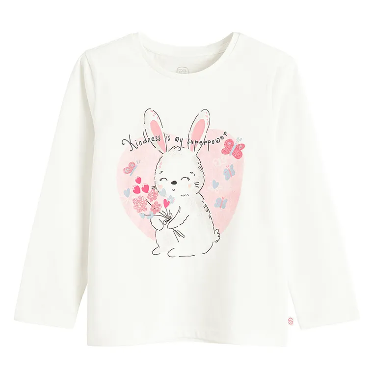 Cool Club, Bluzka dziewczęca z długim rękawem, biała