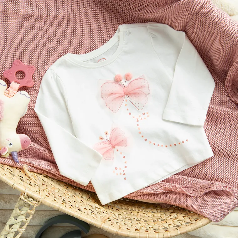 Cool Club, Bluzka dziewczęca z długim rękawem, biała