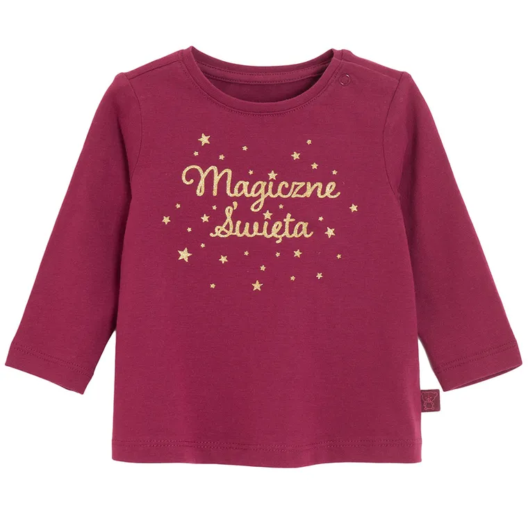 Cool Club, Bluzka dziewczęca z długim rękawem, bordowa