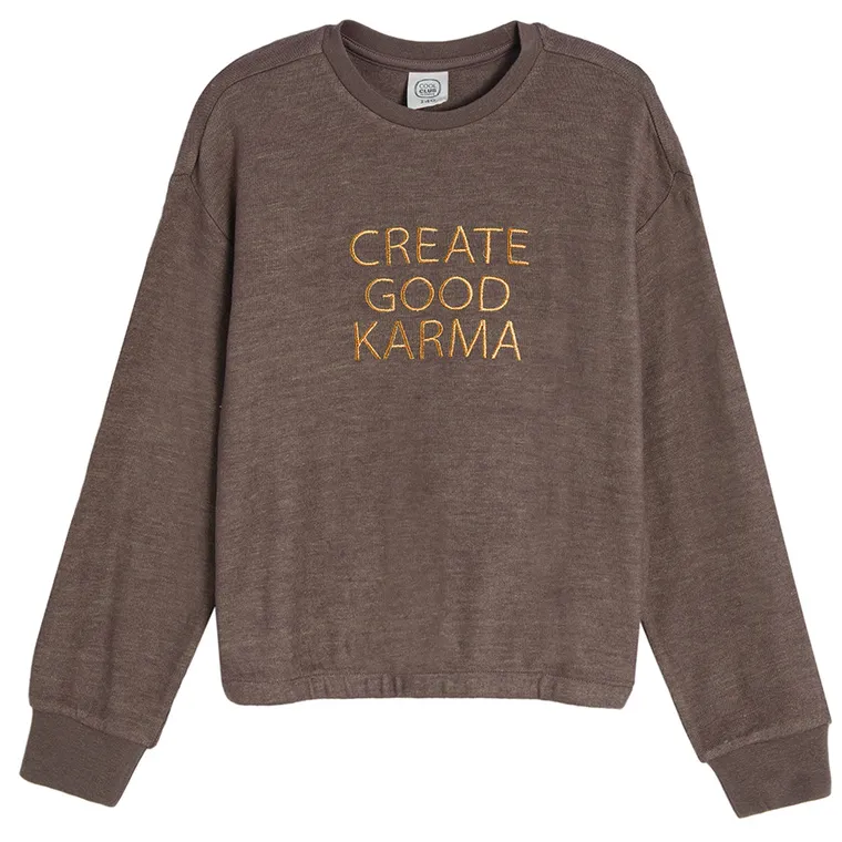 Cool Club, Bluzka dziewczęca z długim rękawem, brązowa