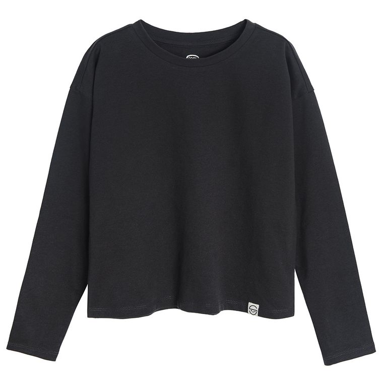 Cool Club, Bluzka dziewczęca z długim rękawem, crop top, grafitowa