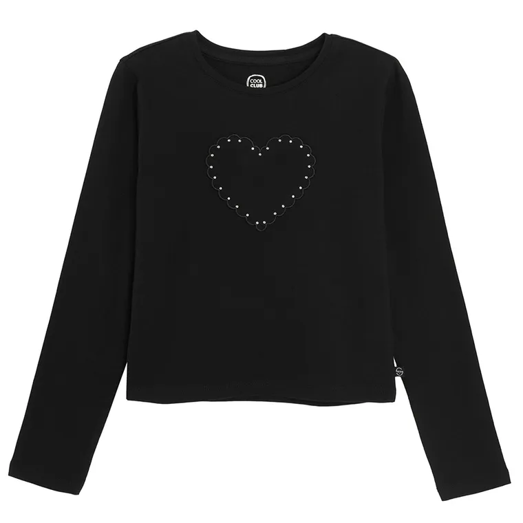 Cool Club, Bluzka dziewczęca z długim rękawem, czarna