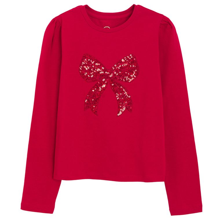Cool Club, Bluzka dziewczęca z długim rękawem, czerwona