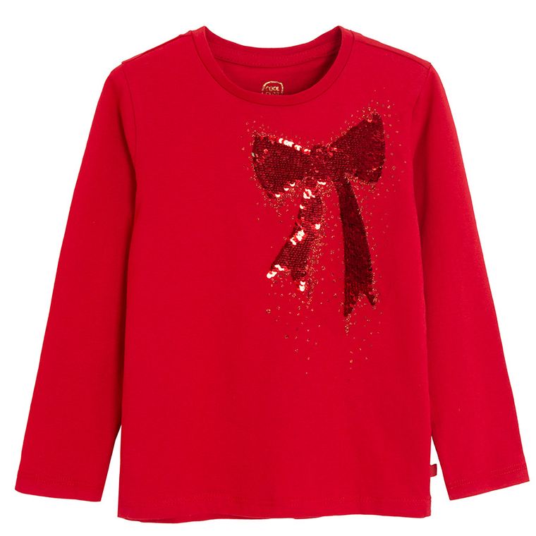 Cool Club, Bluzka dziewczęca z długim rękawem, czerwona