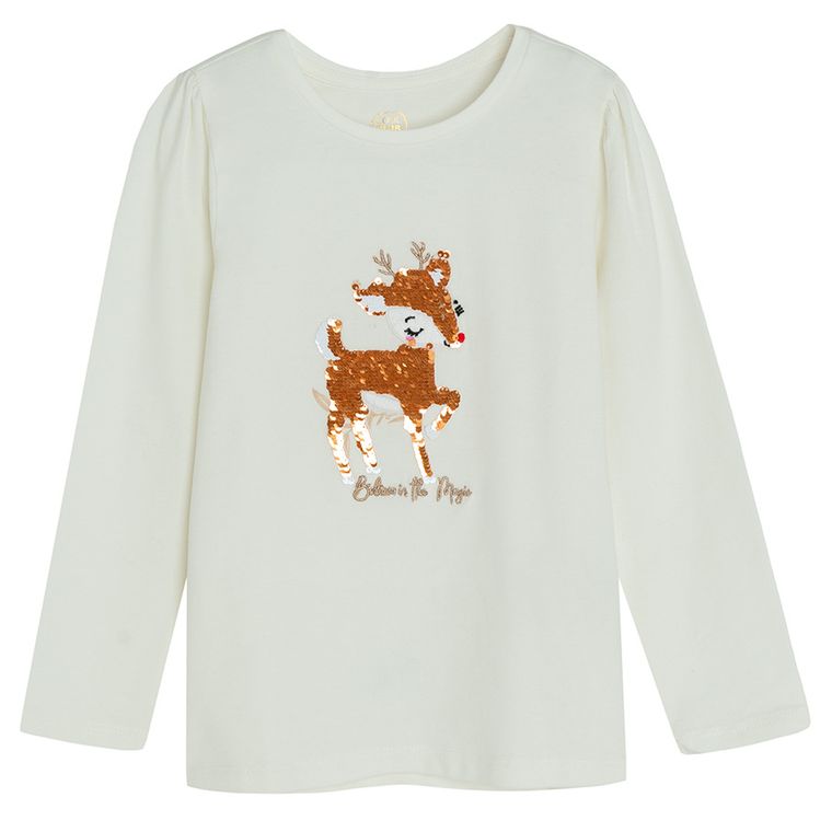 Cool Club, Bluzka dziewczęca z długim rękawem, ecru