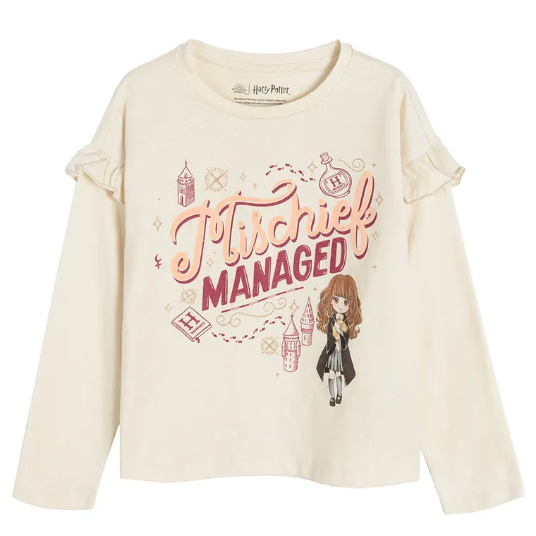Cool Club, Bluzka dziewczęca z długim rękawem, ecru, Harry Potter