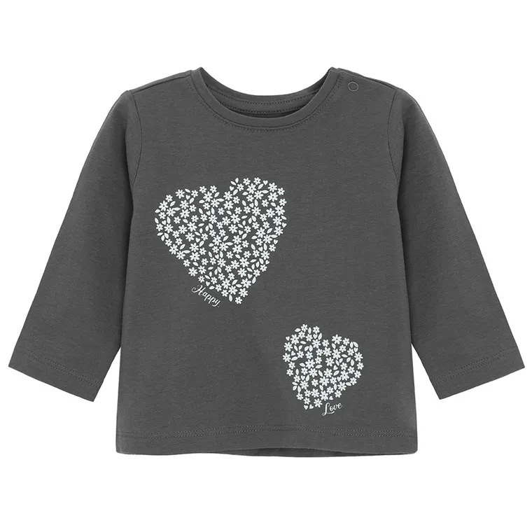 Cool Club, Bluzka dziewczęca z długim rękawem, grafitowa