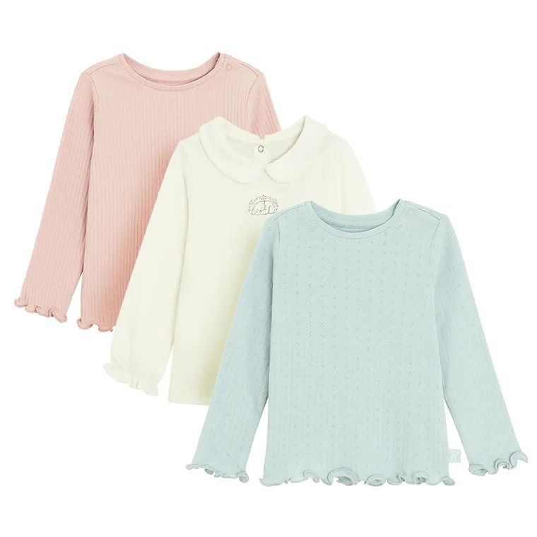 Cool Club, Bluzka dziewczęca z długim rękawem, mix, zestaw, 3 szt.