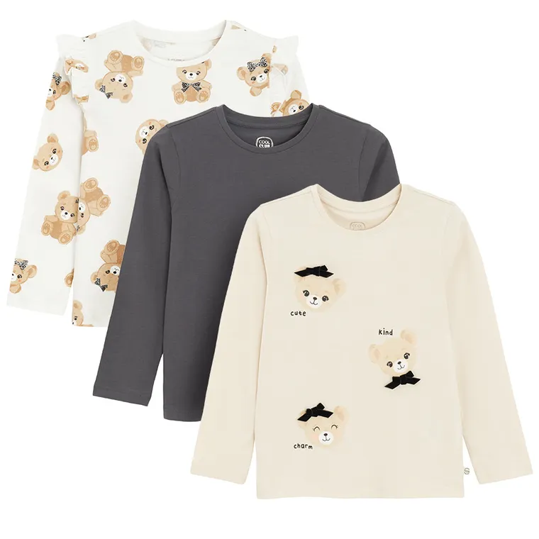 Cool Club, Bluzka dziewczęca z długim rękawem, mix, zestaw, 3 szt.