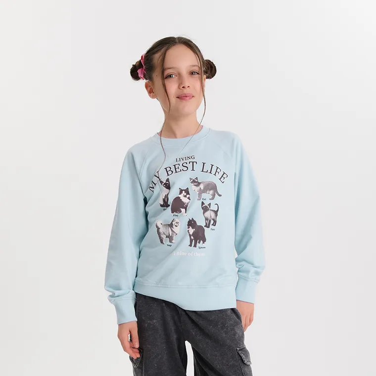 Cool Club, Bluzka dziewczęca z długim rękawem, niebieska