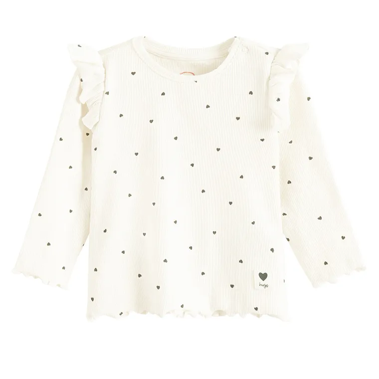 Cool Club, Bluzka dziewczęca z długim rękawem, prążkowana, biała