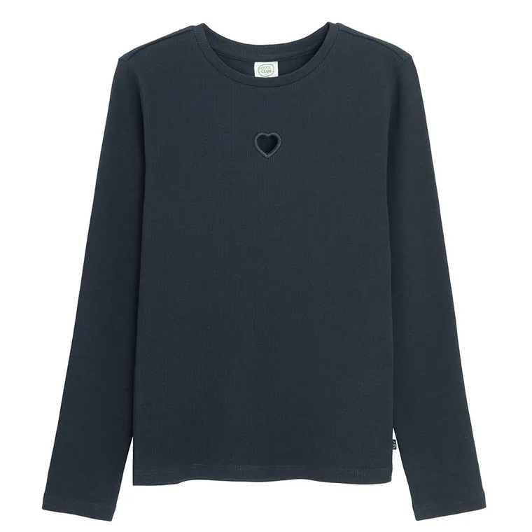 Cool Club, Bluzka dziewczęca z długim rękawem, prążkowana, granatowa