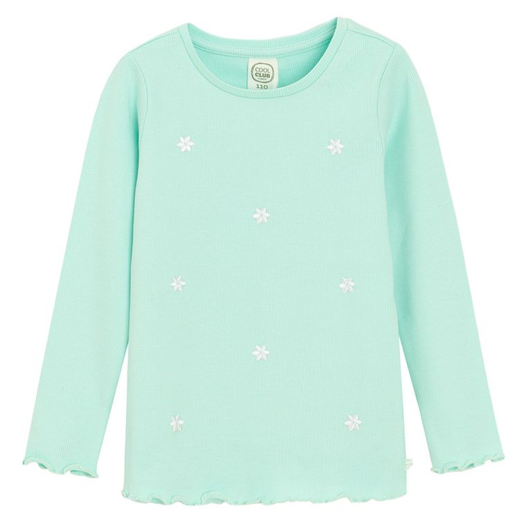 Cool Club, Bluzka dziewczęca z długim rękawem, prążkowana, miętowa