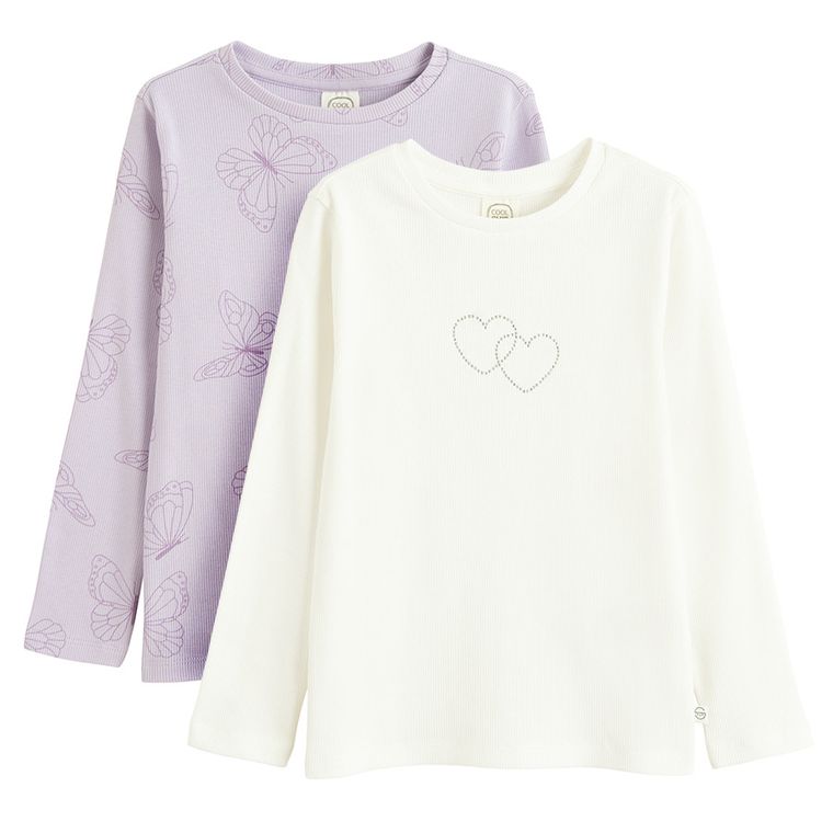 Cool Club, Bluzka dziewczęca z długim rękawem, prążkowana, mix, zestaw, 2 szt.