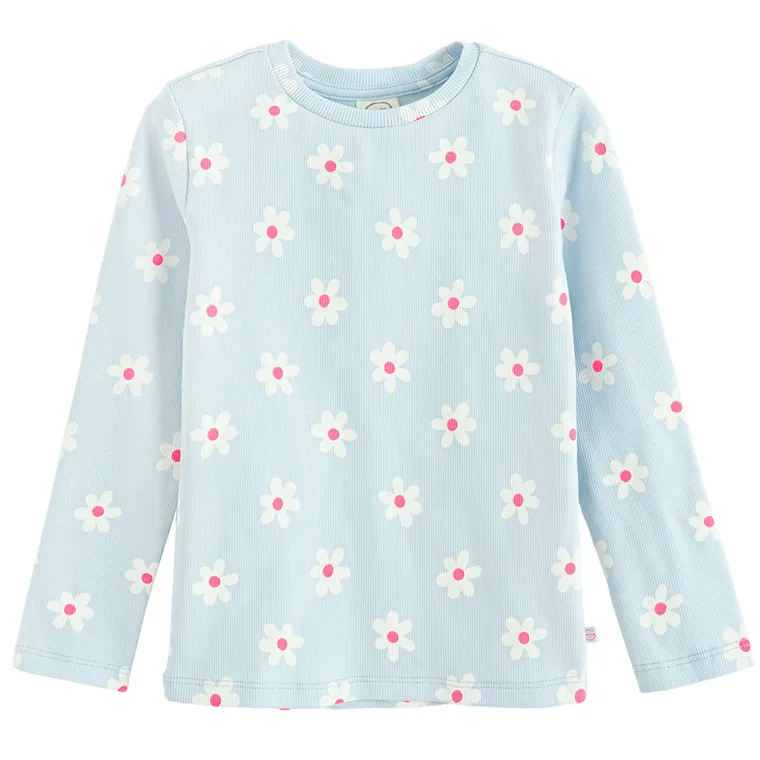 Cool Club, Bluzka dziewczęca z długim rękawem, prążkowana, niebieska