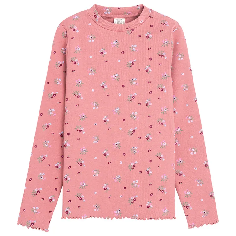 Cool Club, Bluzka dziewczęca z długim rękawem, prążkowana, różowa