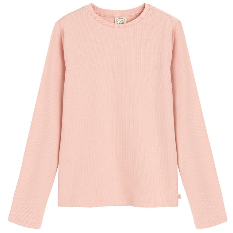 Cool Club, Bluzka dziewczęca z długim rękawem, prążkowana, różowa