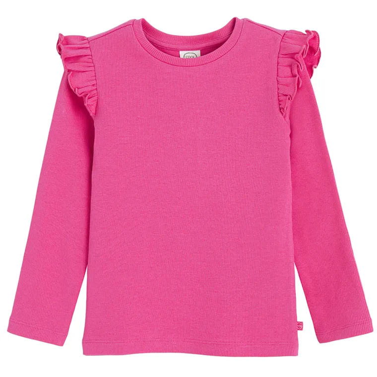 Cool Club, Bluzka dziewczęca z długim rękawem, prążkowana, różowa