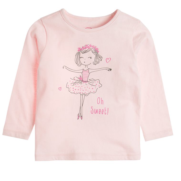 Cool Club, Bluzka dziewczęca z długim rękawem, różowa, Oh sweet