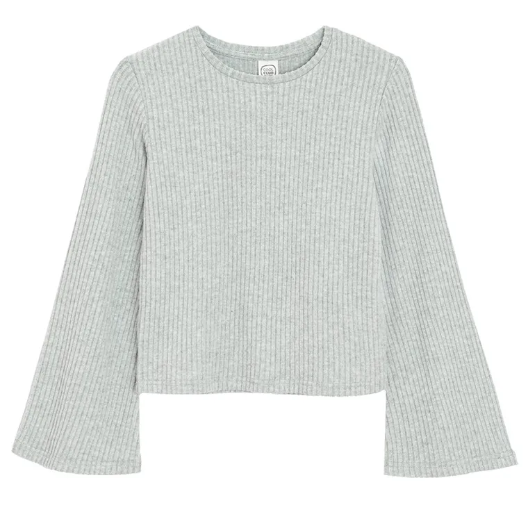 Cool Club, Bluzka dziewczęca z długim rękawem, sweterkowa, szara