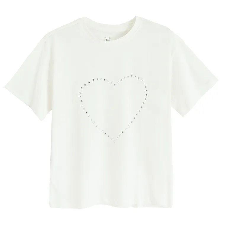 Cool Club, Bluzka dziewczęca z krótkim rękawem, biała