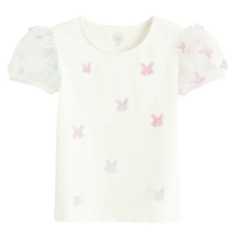 Cool Club, Bluzka dziewczęca z krótkim rękawem, biała