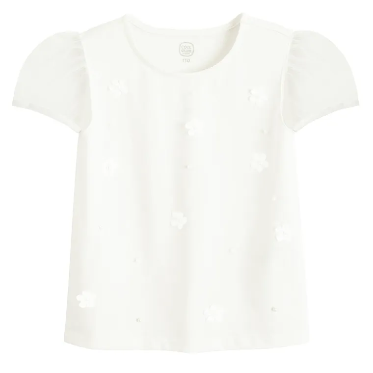 Cool Club, Bluzka dziewczęca z krótkim rękawem, biała